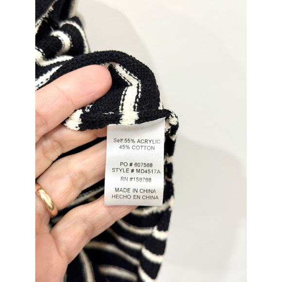 Stitch & Feather Terry Cloth Striped Sleeveless Cutout Maxi Dress Black/Cream S - Picture 6 of 6